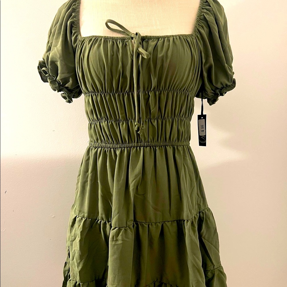Olive green boho dress